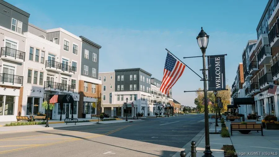 Main street in the Evans Farm town center in Lewis Center, Ohio