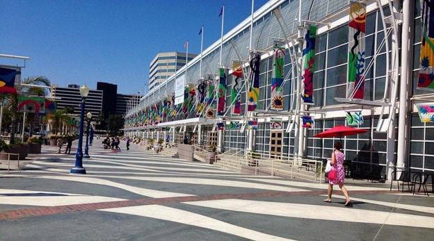 A building with many flags