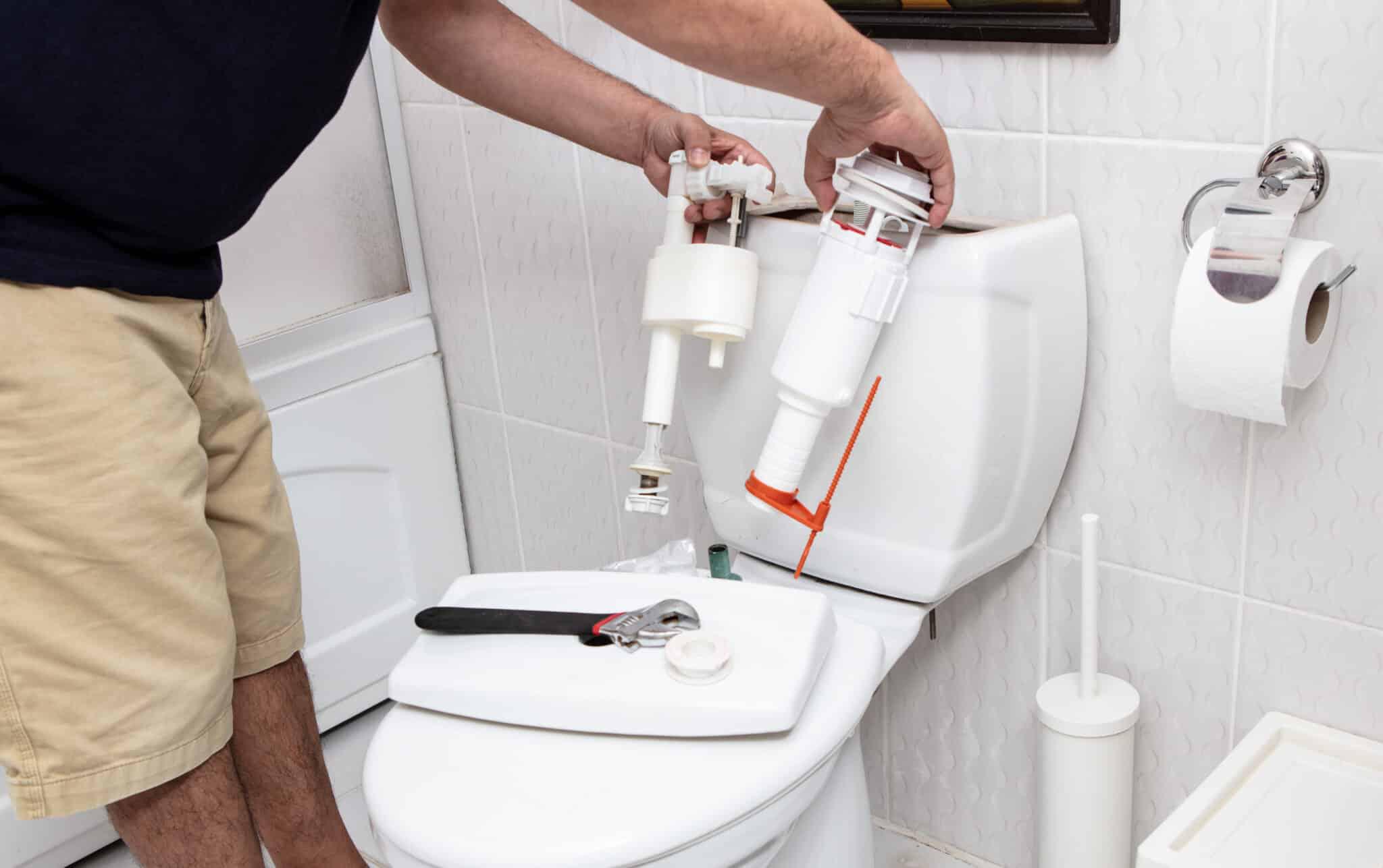 person adding toilet flapper