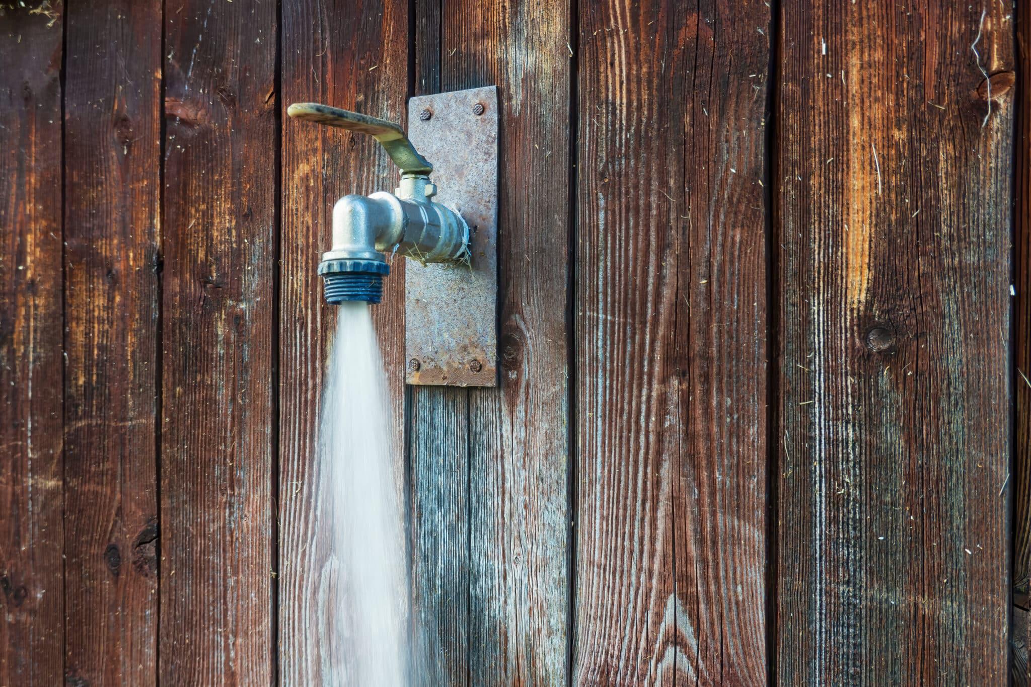 water flowing at high pressure outside